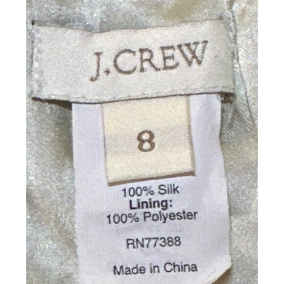 J Crew Floral Green & Cream Sleeveless Silk Dress Size 8 Adjustable Straps - Picture 11 of 12